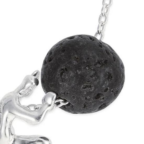 Greek Myth-Inspired Necklace Pushing Stone Faux Pearl Pendant Necklace Inspirational Religious Jewelry Gift for Men Women