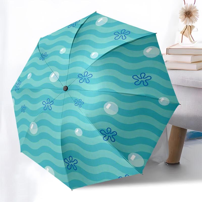 1pc Ocean Waves Bubbles Pattern Umbrella with Plastic Handle,Suitable for All Seasons Home Travel Outdoor UmbrellaM1394