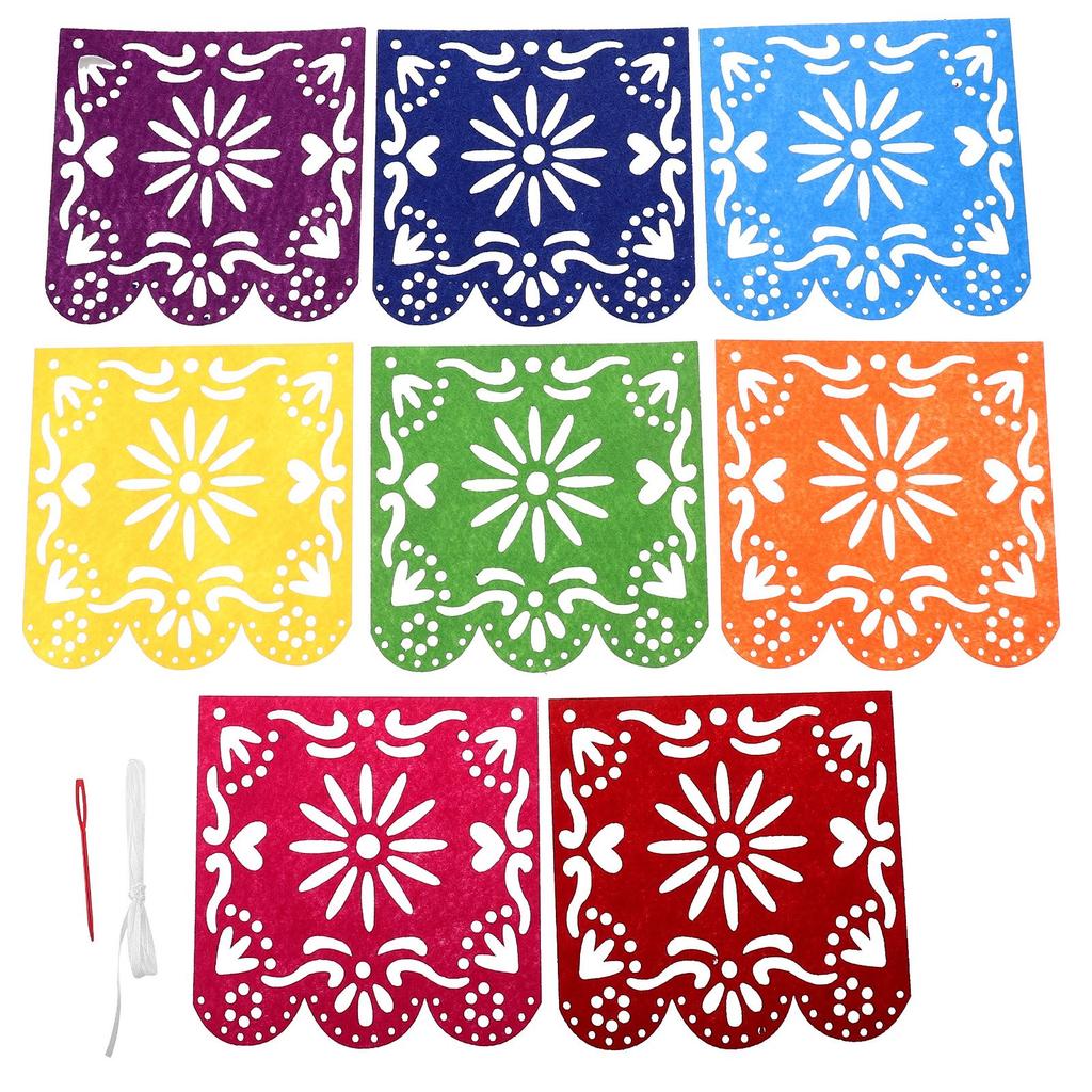 Day Of The Dead Decoration Hollowed Out Square Garland Plastic Bunting Banners Multicolor Mexican Banner Holiday Art Decoration
