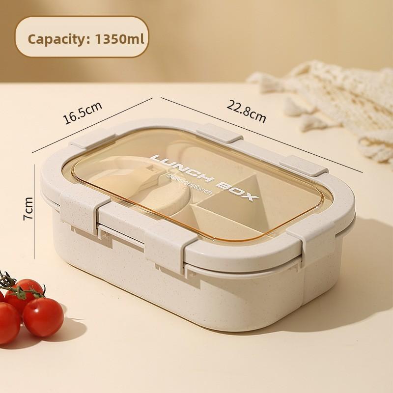 Wheat Straw Lunch Box With Soup Bowl For Office Workers And Students Packaged Food Storage