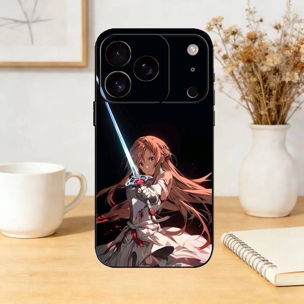 SAO Y-Yuuki Asuna Phone Case Silicone black Soft For IPhone 17,16,15,14,13,12,11,SE,Plus Pro Max