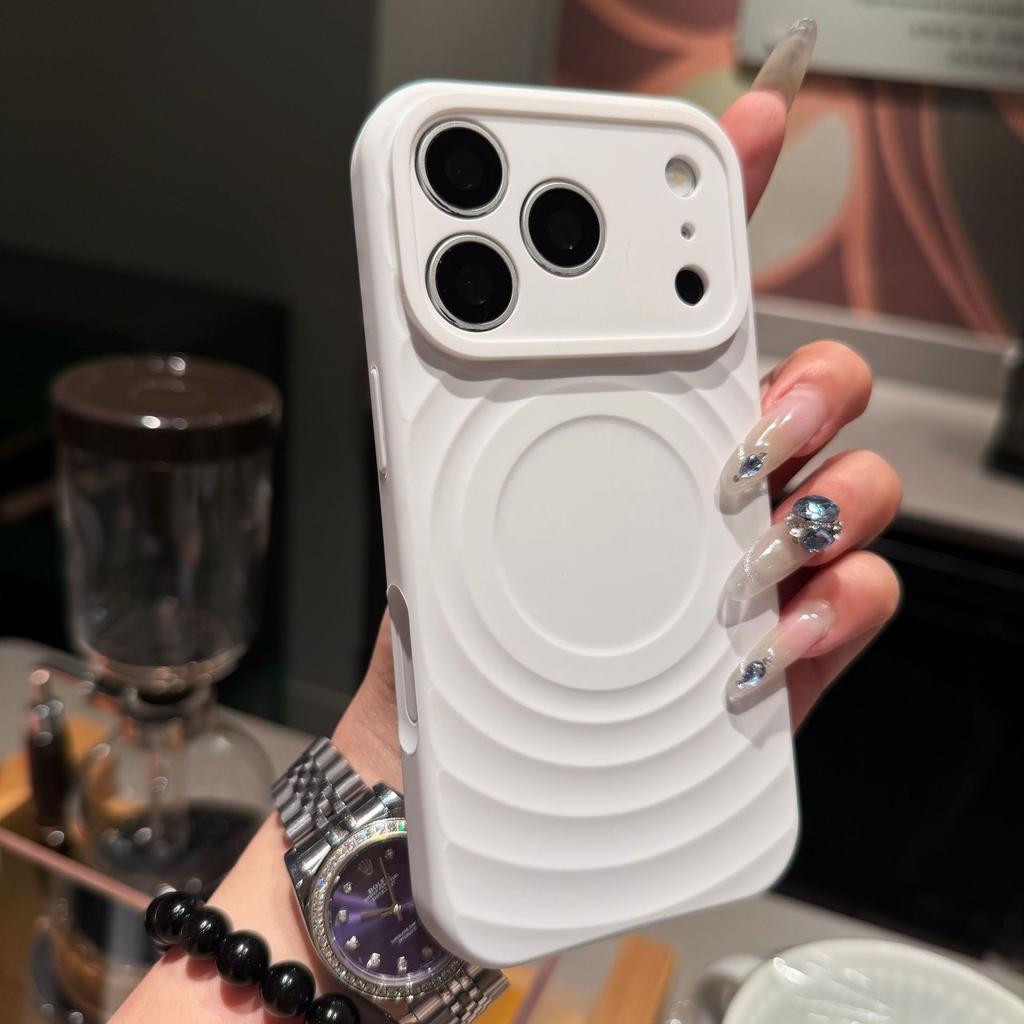 Ripple Case Ultra High Version Silicone MagSafe for iPhone17promax Mobile Phone Case Internet Celebrity 15 Anti-drop Explosion