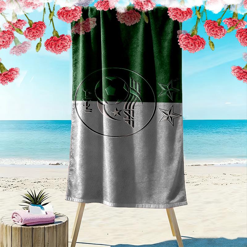 Algeria National Football Team Print Beach Towel, Large Soft Quick Dry Towel for Beach Camping Swimming