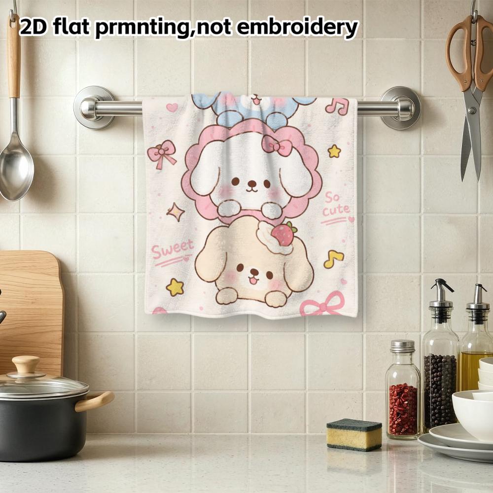 Stack Puppy Bow Print Towel, Soft Absorbent Cute Hand Towel for Washing