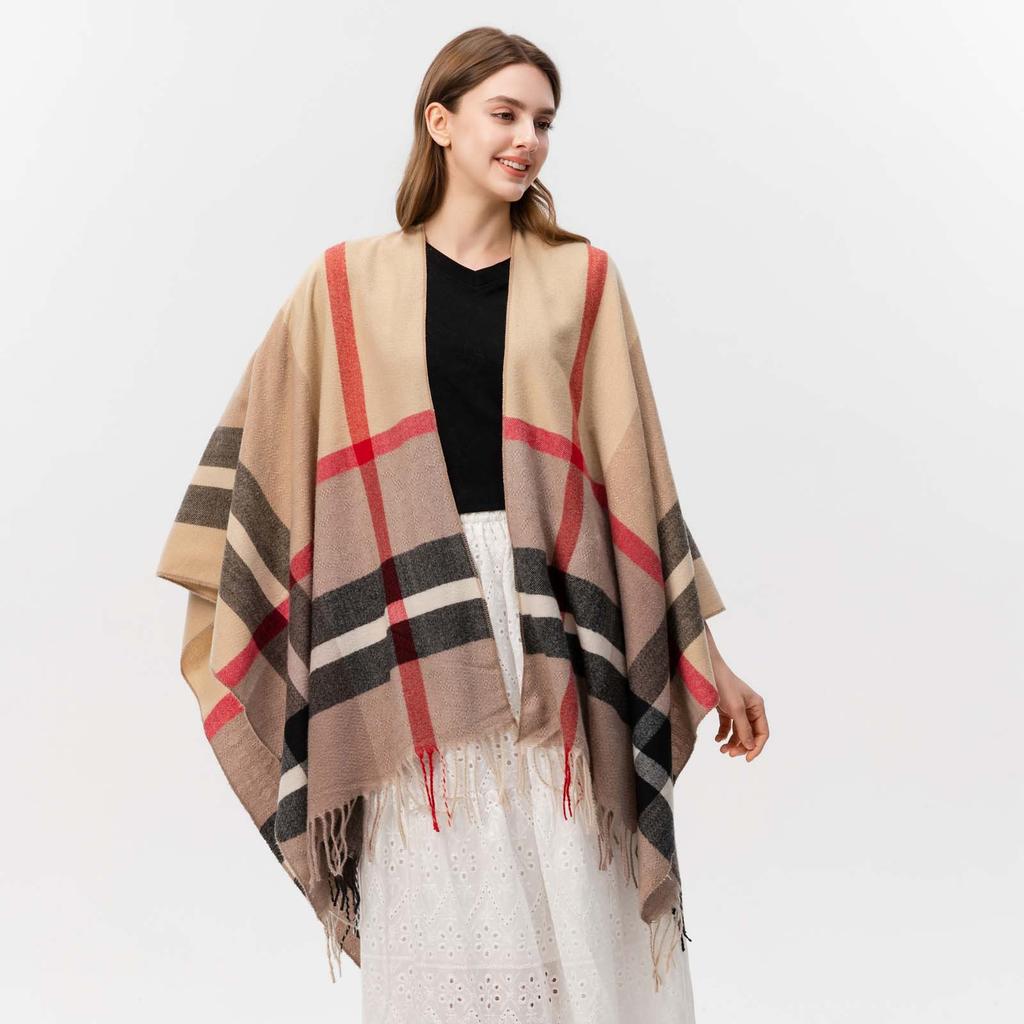 Literary Tourism Shawl Autumn and Winter Imitation Cashmere Knitted Scarf Split Fork Oil Painting Cape Cloak Outside