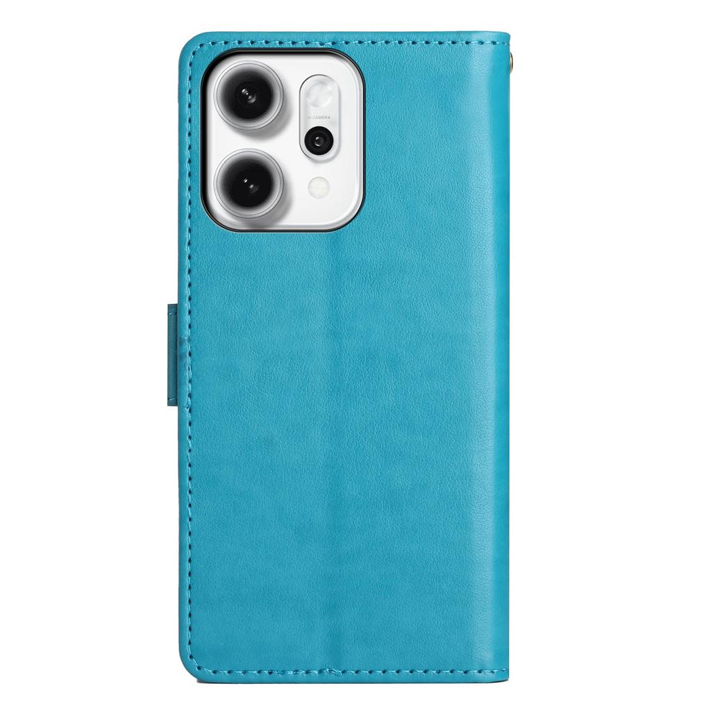 For Oppo Reno14 Pro 5G (Global)/Reno13 Pro 5G Leather Wallet Case Butterfly Flower Imprint Phone Cover with Strap