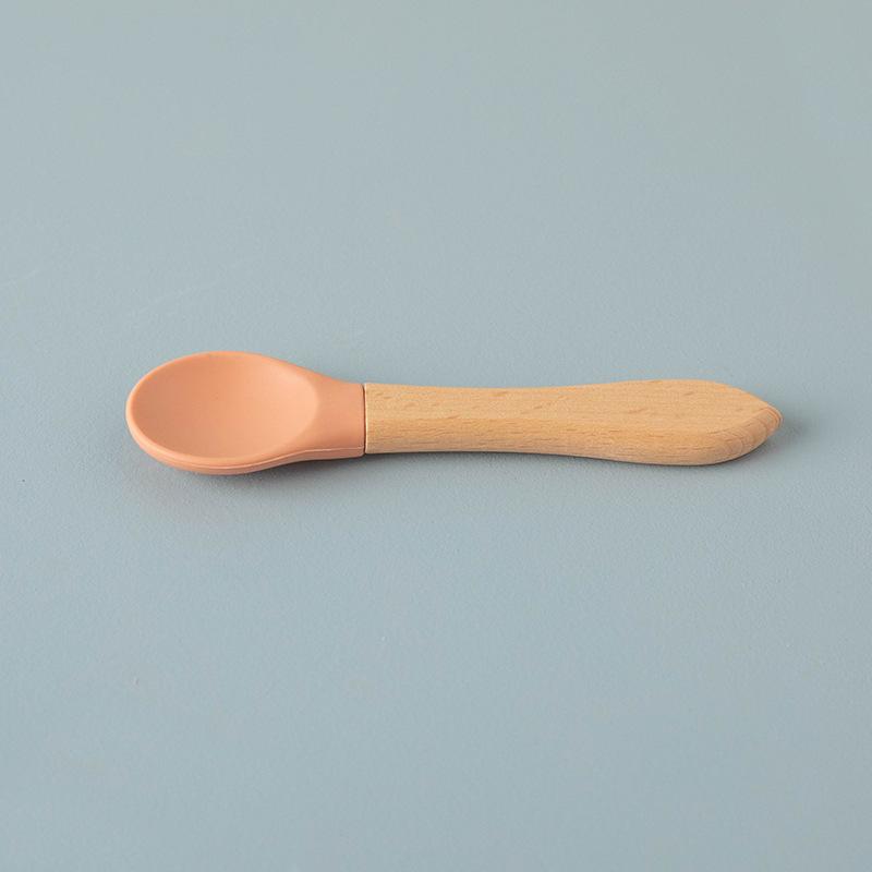 Pet Cat Canned Food Spoon Wooden Handle Silicone Kitten Wet Food Feeding Spoon Baby Food Grade Material Pet Supplies