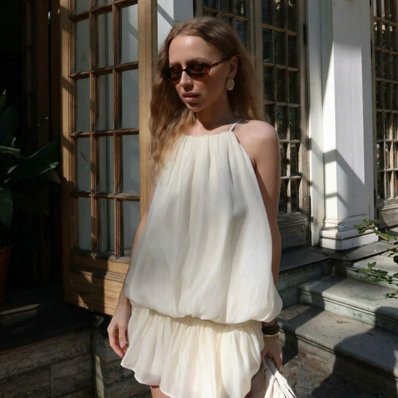 French Style Tencel Slip Dress Set Women 2026 Casual Two Piece Elegant Outfit