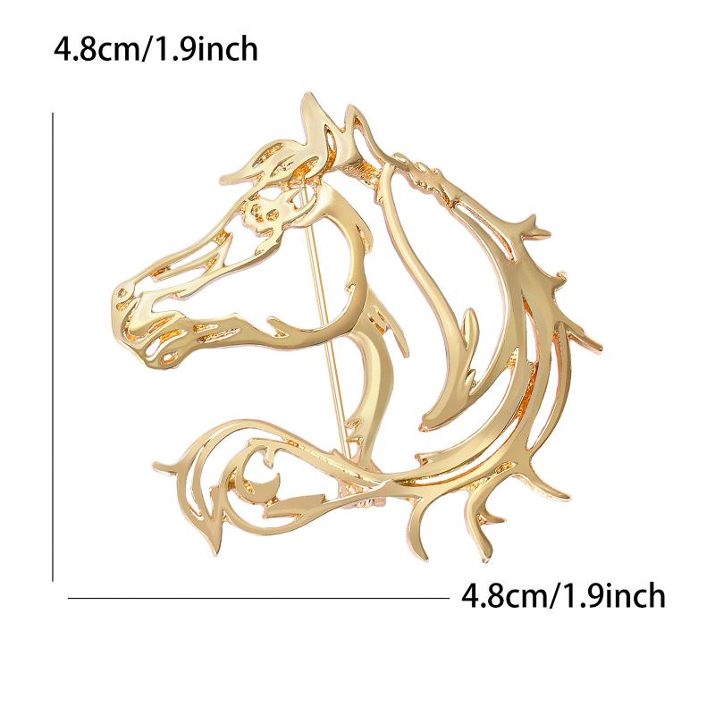 Simple Hollow Horse Brooch For Women Men Personality Alloy Smooth Animal Pin Brooch  Clothing Jewelry Accessories Gift