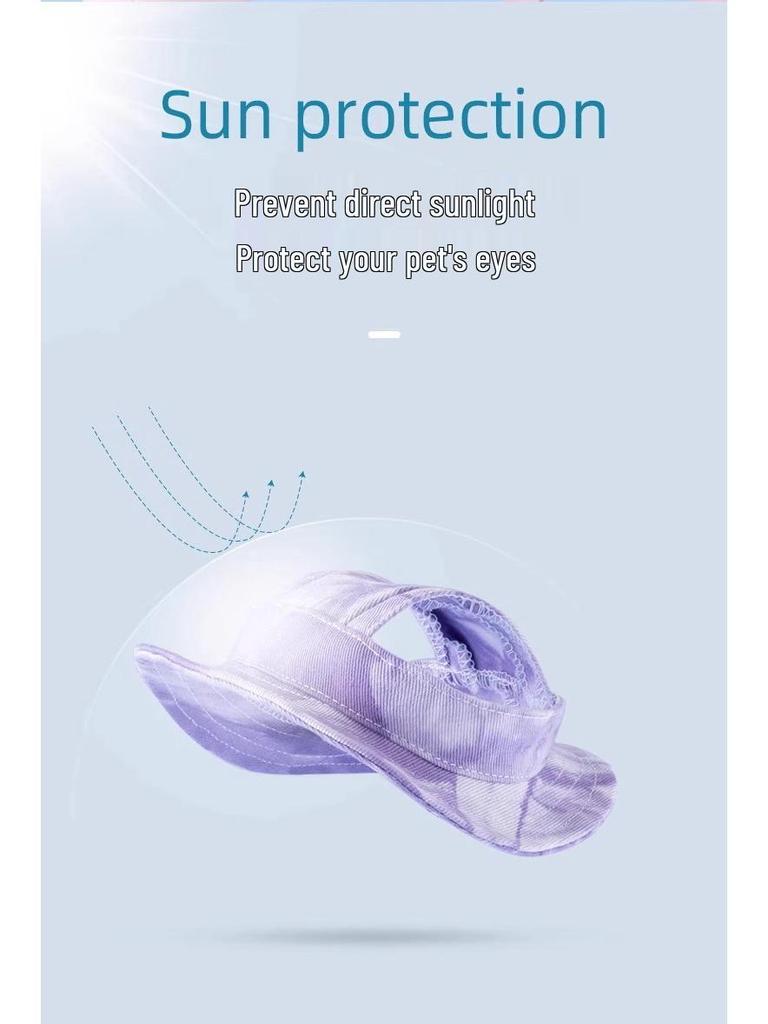 Adjustable Cat & Dog Summer Sun Visor with Ear Holes - Pet Hat for Walking & Photos