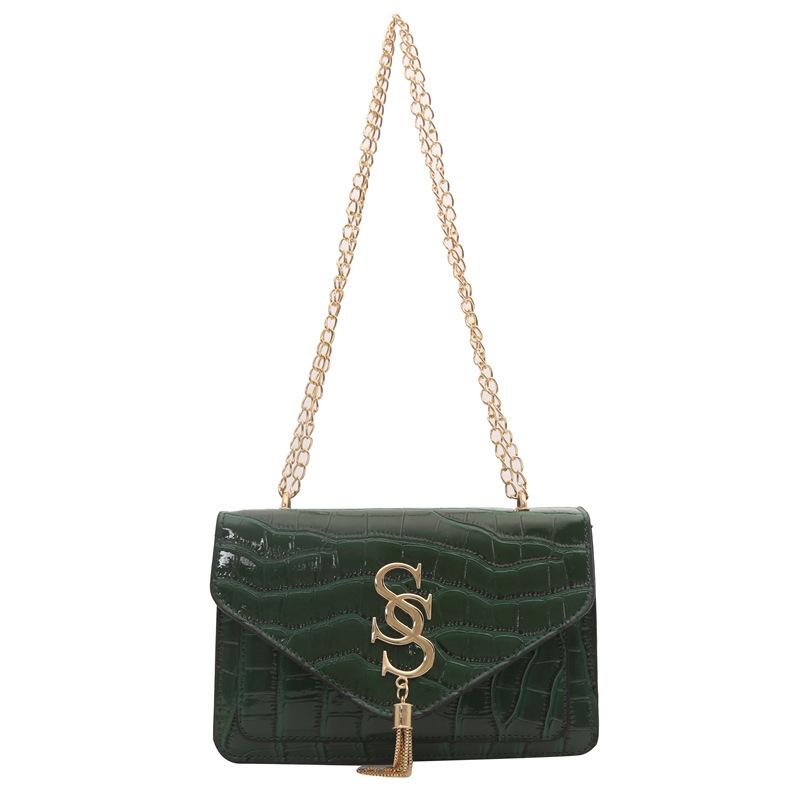 

Stylish retro underarm small square bag, stone pattern single shoulder oblique span trendy women s bag 2024 simple foreign style chain bag зелений