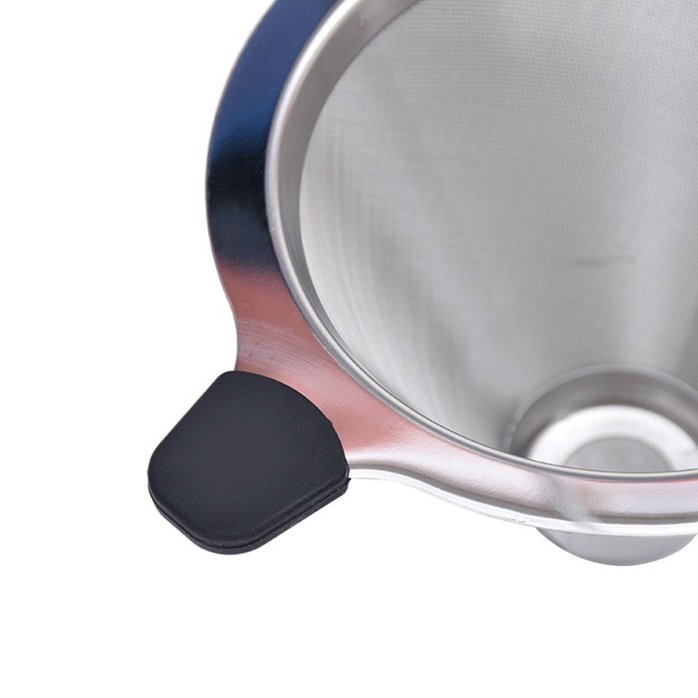 Stainless Steel Coffee Filter Drip Type Silver Reusable Coffee Filter No Filter Paper Required Fine Mesh Pour Over Cone Dripper