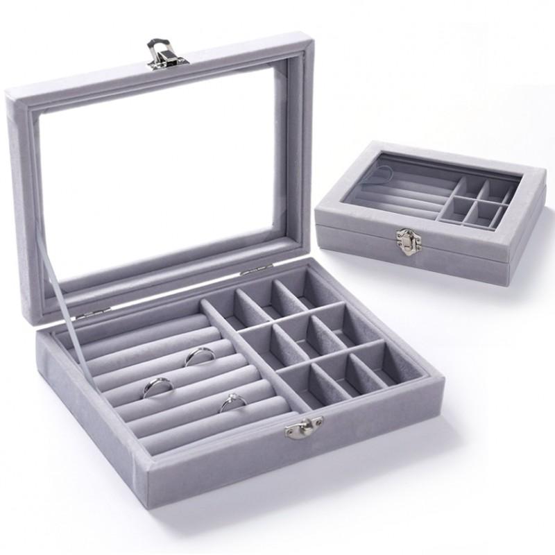 Jewelry Box Organizer Gray Box Roomy Case