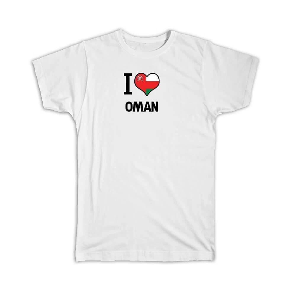 

Gift T-Shirt : I Love Oman Flag Heart Country Crest Omani Expat M
