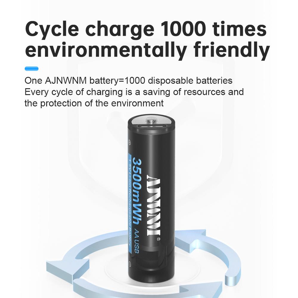 AJNWNM New 1.5V AA Li-ion Battery 3500mwh Li-Polymer USB Rechargeable Lithium USB Battery AA with USB Charging Function