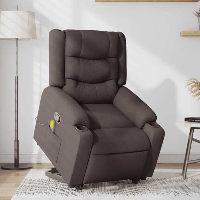 VidaXL Reclining Massage Armchair Dark Brown Fabric 3310270