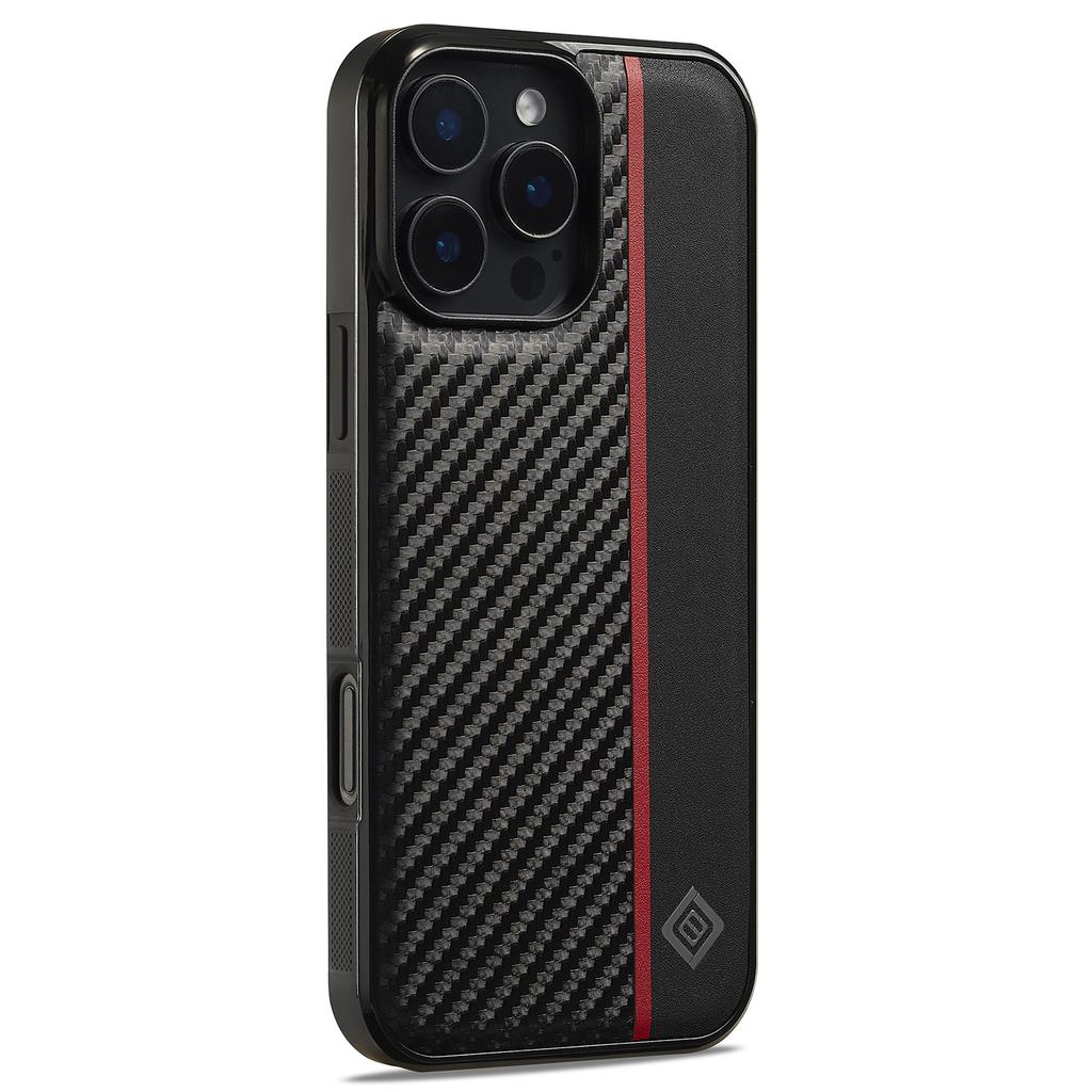 LC.IMEEKE For iPhone 16 Pro Case Carbon Fiber Texture Leather+TPU+EVA Phone Cover