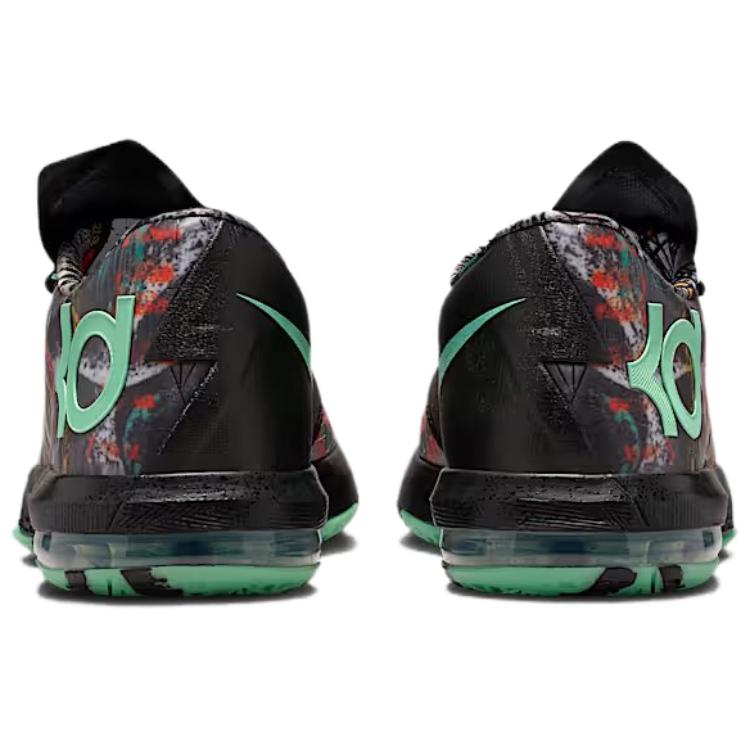 Nike KD 6 Slip Resistant Abrasion Resistant Low Top Basketball Shoes Unisex Black Green FQ8356-900