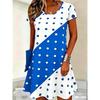 Modische Runde Punkte und Gestreifte Damen Minikleider Kurzarm 3D Gedruckt Street Damen Einfaches Kleid