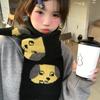 Korean Cute Cartoon Puppy Knitted Scarf Women's Autumn and Winter New Thickened Warm Versatile Neck Protection Couple Scarf