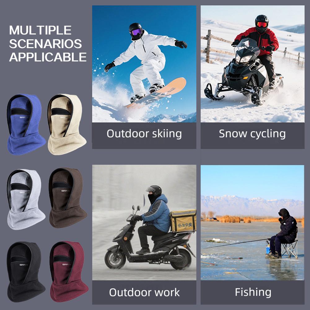 3 In 1 Winter Thermal Fleece Balaclava Ski Mask Cold Weather Neck Gaiter Hat Full Coverage Windproof Thermal Outdoor Sports
