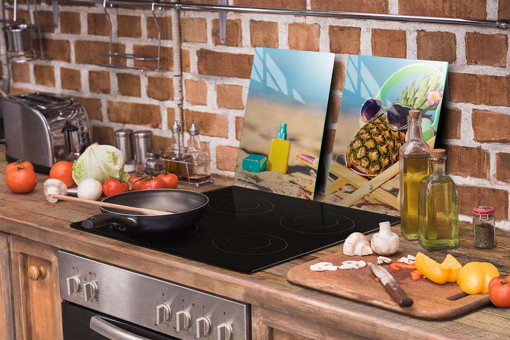 GLAS-SCHUTZPLATTE FÜR DIE KÜCHE 65x52 ANANAS