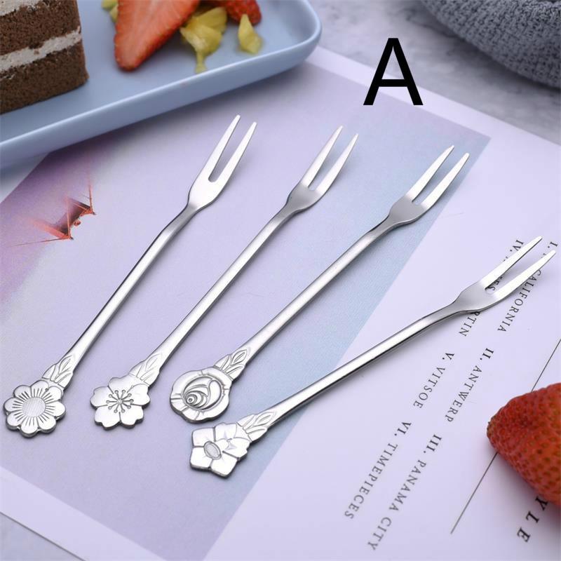 4PCS/Set Creative Flowers Stainless Steel Fruit Fork Flower Handle New Fruit Forks Bento Accessories 2023