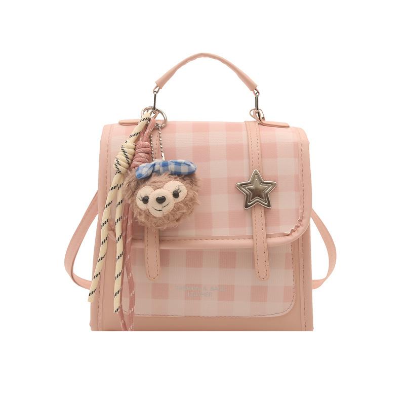 New Small Fresh College Style Backpack Bag Women's Fashion Plaid Multifunctional Small Messenger Bag