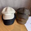 Letter Material Pu Curved Brim Octagonal Cap Cold Season Accessories Fashion