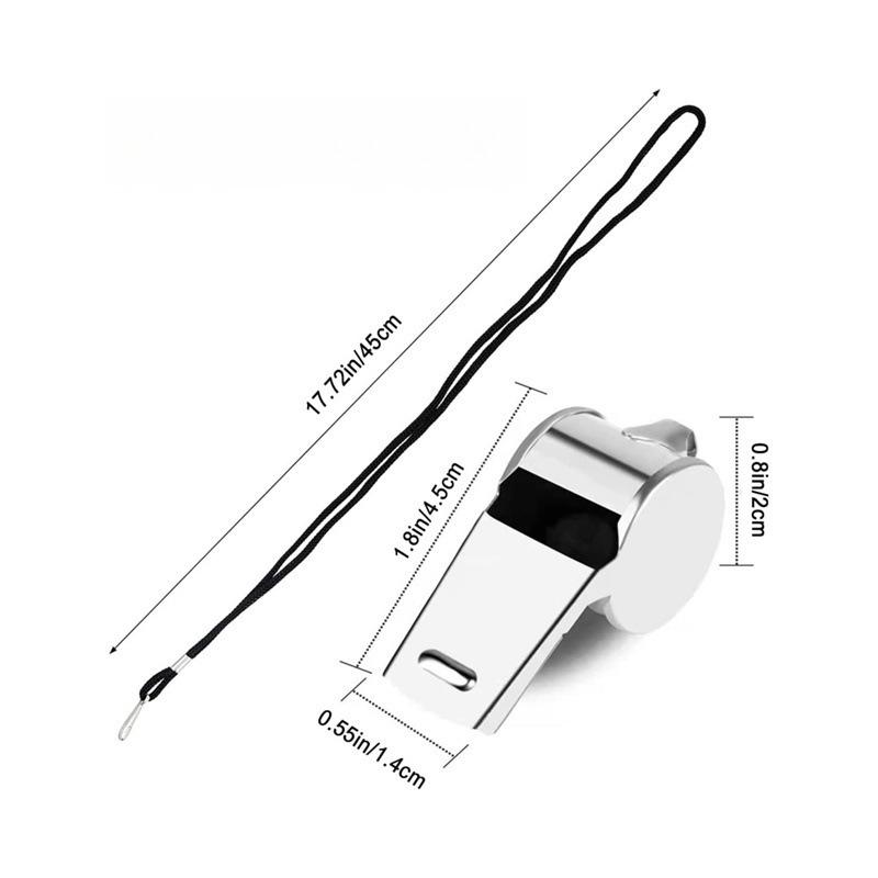 Loud Metal Whistle Professional with Rope Sport Whistle Wear Resistant Portable Stainless Steel Whistles Referee