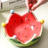 Creative Ceramic Watermelon Fruit Bowl with Fork for Home Living Room Fruit Plate Salad Bowl Cute Stainless Steel Fork