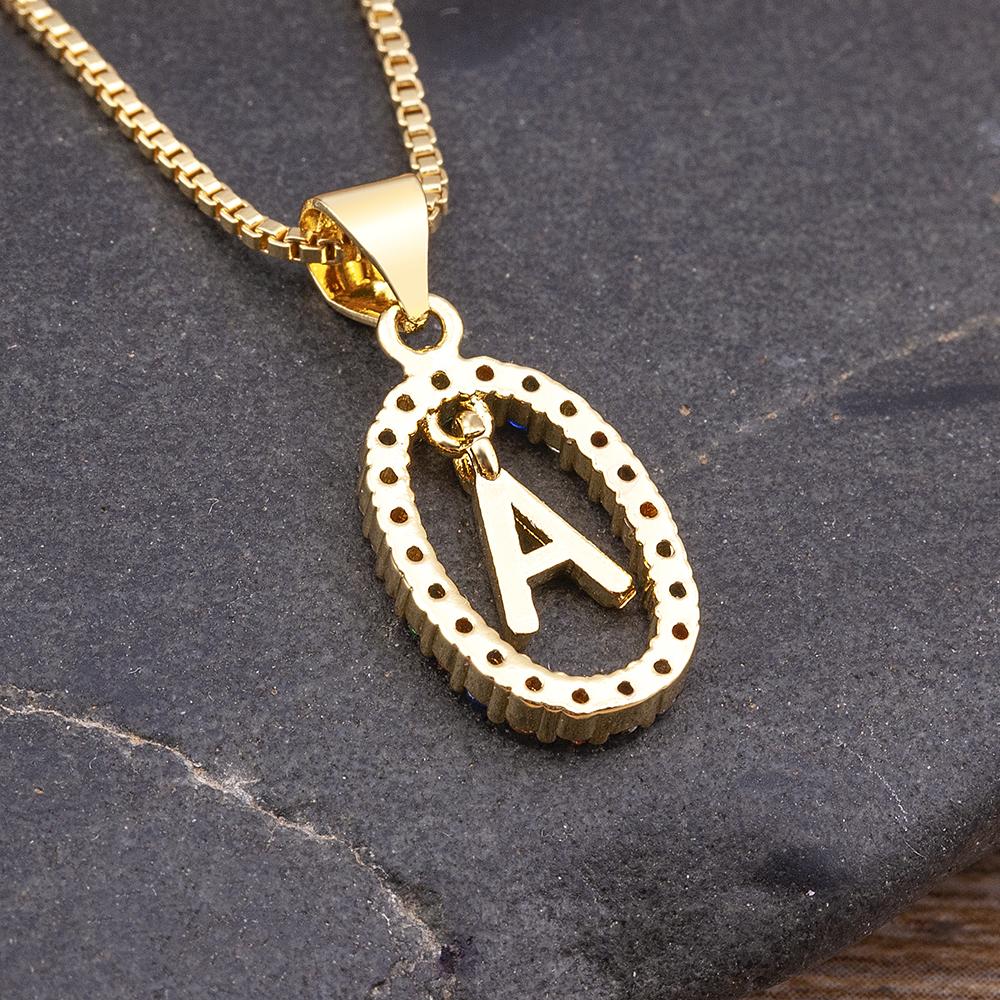 Nidin New Colorful 26 Letters A - Z Initial Alphabet Pendant Long Chain Necklace Jewelry Women Accessories Gift