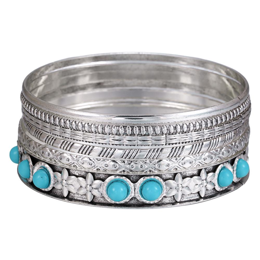 Bohemian-Style 12-Piece Multi-Layer Alloy Bracelet Set for Women