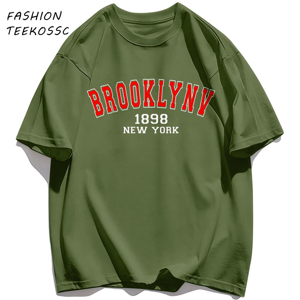Brooklyn 1898 New York Men Basics TShirt Casual AllMatch Short Sleeve Cotton Oversized Sportswear Summer Crewneck T Shirts