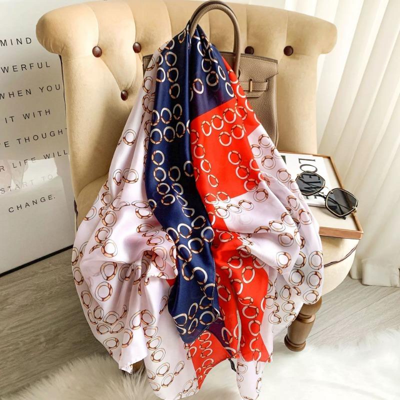 Korean Style Fashionable Satin Scarf Women Sunscreen Shawl Beach Wrap