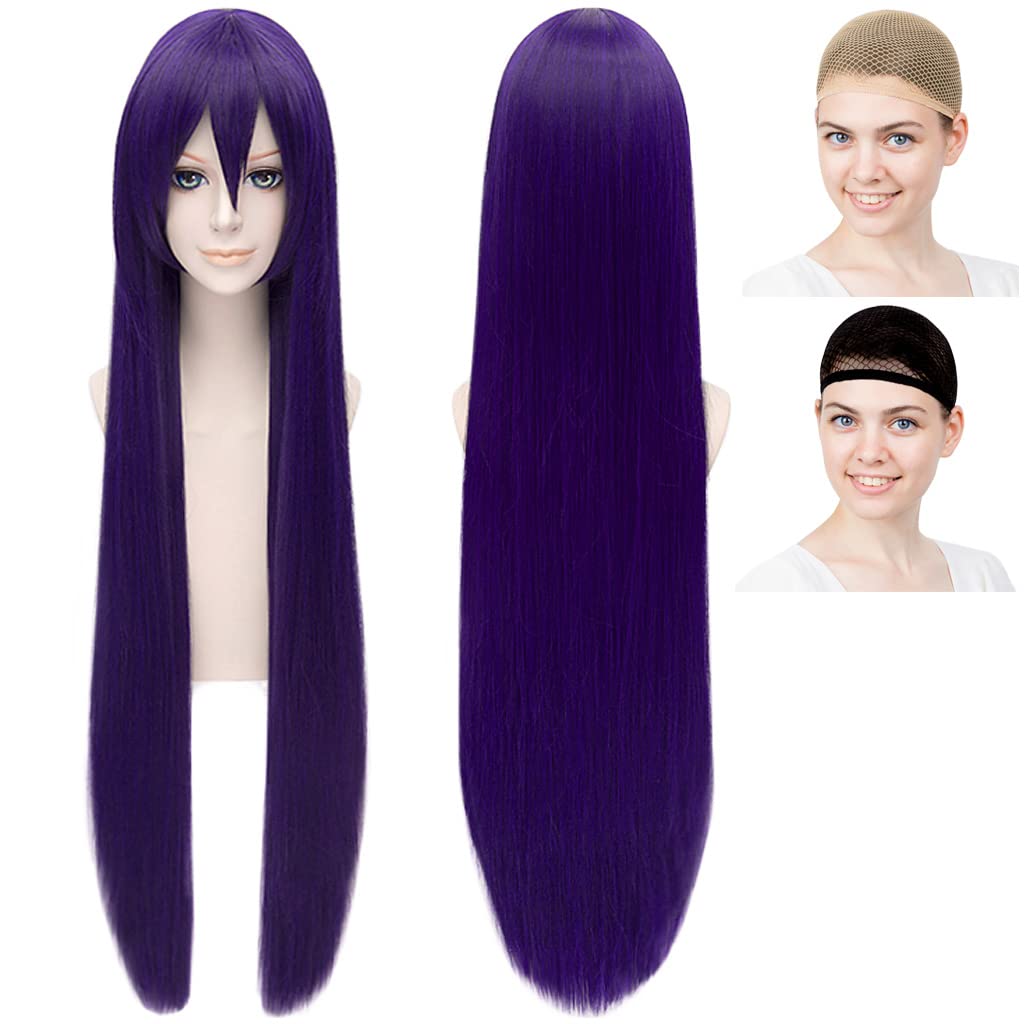 CaseEden Cosplay Wig, Full Wig, Heat Resistant, Silky Smooth, Long, 100cm, Dark Purple, WIG5626