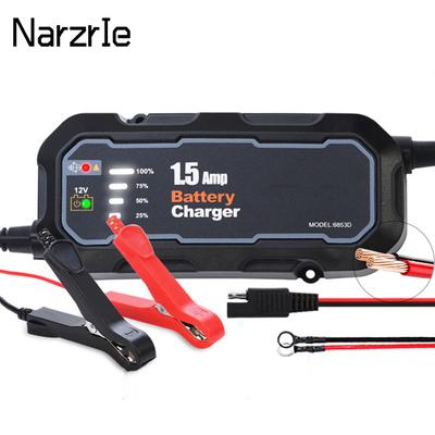 12V 1500mA Otomatik Akıllı Motosiklet Akü Şarj Cihazı Bakım Cihazı Araba/Karavan/ATV/Tekne için LED'li Otomatik Akü Damlama Şarj Cihazı