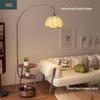 Antique-Style Floor Lamp with Integrated Coffee Table and Storage Rack