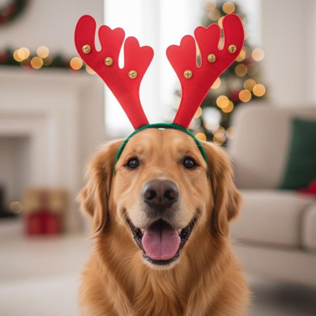 Christmas Reindeer Antler Headband with Bells, Costume for Photoshoot, Prop