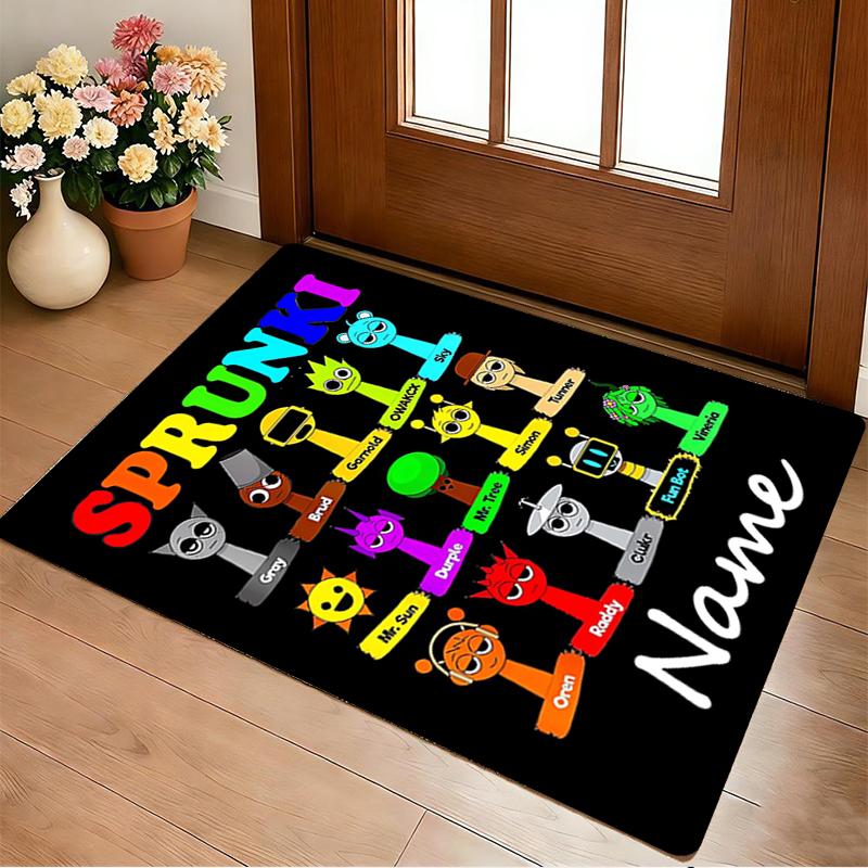 Custom Name Colorful Faces Living Room Non-Slip Area Rug Soft Carpet for Bedroom Kids Playroom Sofa Office Home Decor Doormat
