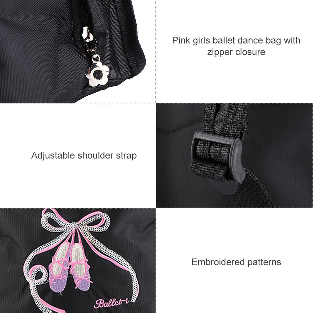 Girls Ballet Dance Backpack Kids Shoulder Sports Zipper Bag(Black)