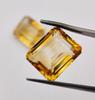 2 Pieces Emerald Cut Natural Citrine Faceted Gemstone, Loose 19.45 Carat Gemstone, 14x12x7 mm Size.