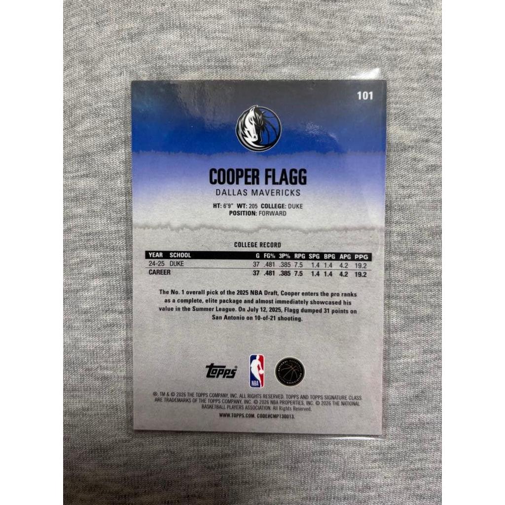 Used Cooper Flagg Topps NBA Card