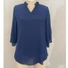 Sommer Damen Casual Chiffon Hemd Locker V-Ausschnitt Blütenblattärmel Bluse