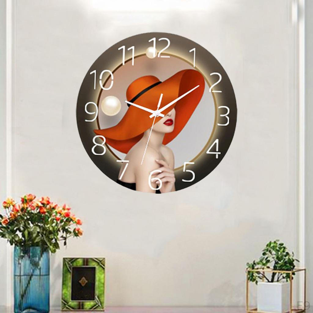 Bathroom Wall Clock, Large Silent Battery Operated Background Pictures for