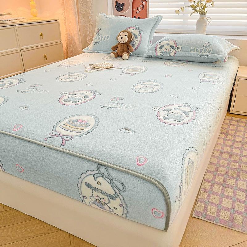 Milk fleece mattress winter thickened Simmons bedspread protective cover fleece non-slip