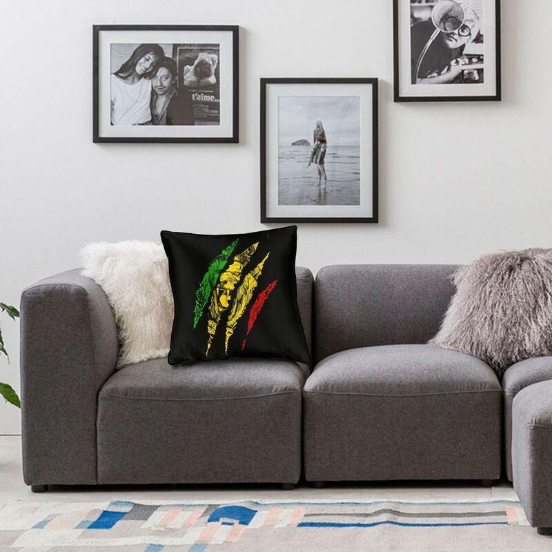 Warrior Lion Of Judah King Rasta Reggae Jamaica Roots Cover 45X45Cm Home Decor Print Throw Pillow For Living Room Double-Sided