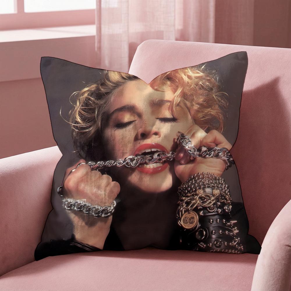 M-Madonna Singer Cushion Cover Multi-Scene Pillow Cover For Home & Car - Reversible, Soft & Durable For Daily Use