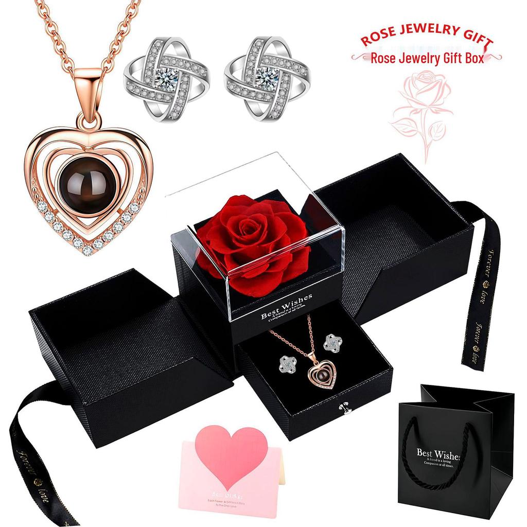 Naszyjnik Projekcyjny Ozon Podwójne Serce: Elegancki Wisiorek z napisem 'Kocham Cię' w 100 Językach