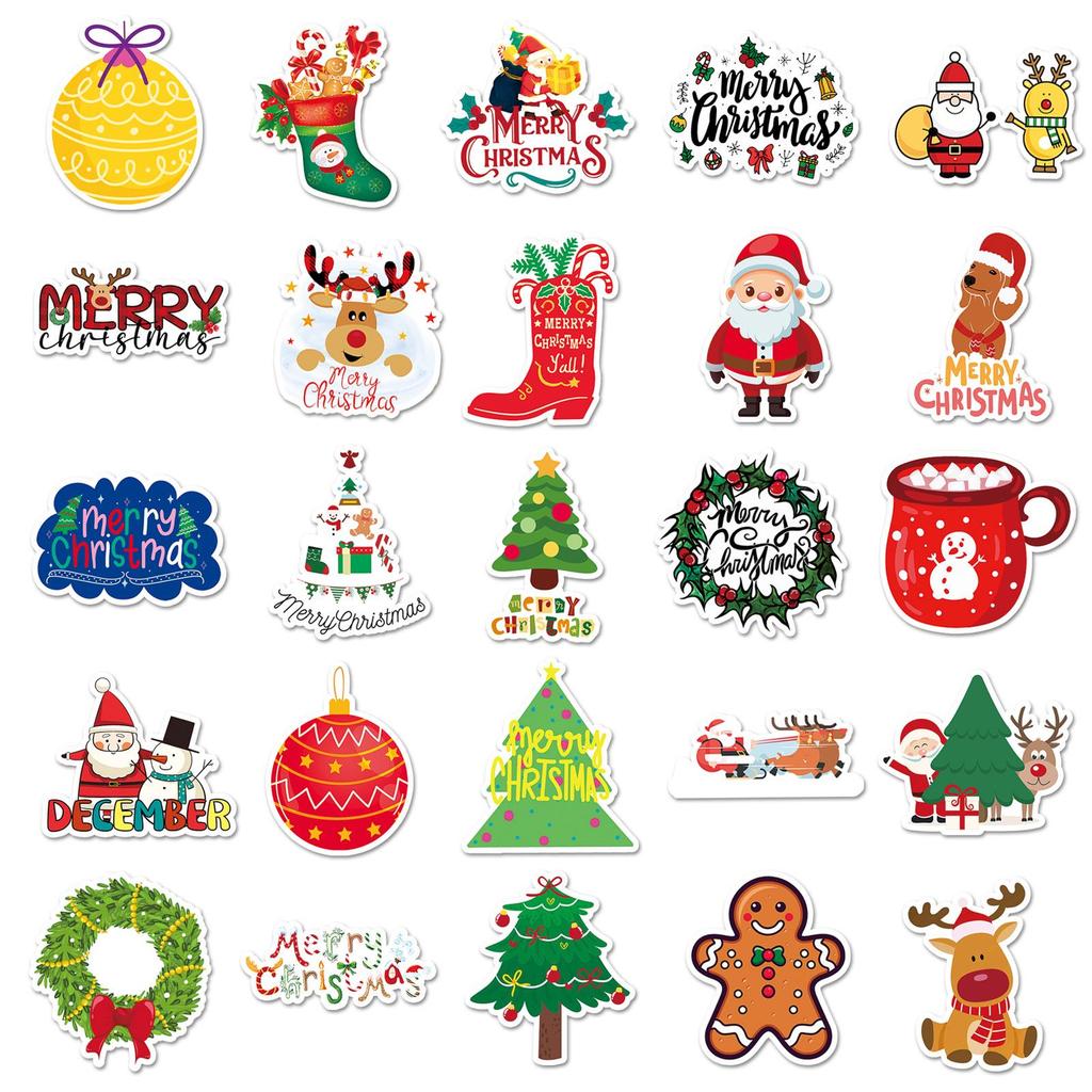 100 Christmas Cartoon Stickers for Journals & Decorations